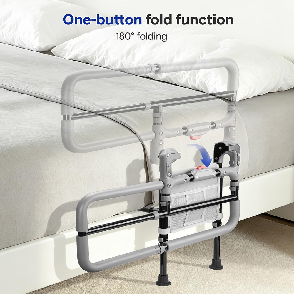 Foldable Bed Rails for Elderly Adults, Fits 14-18" Frames