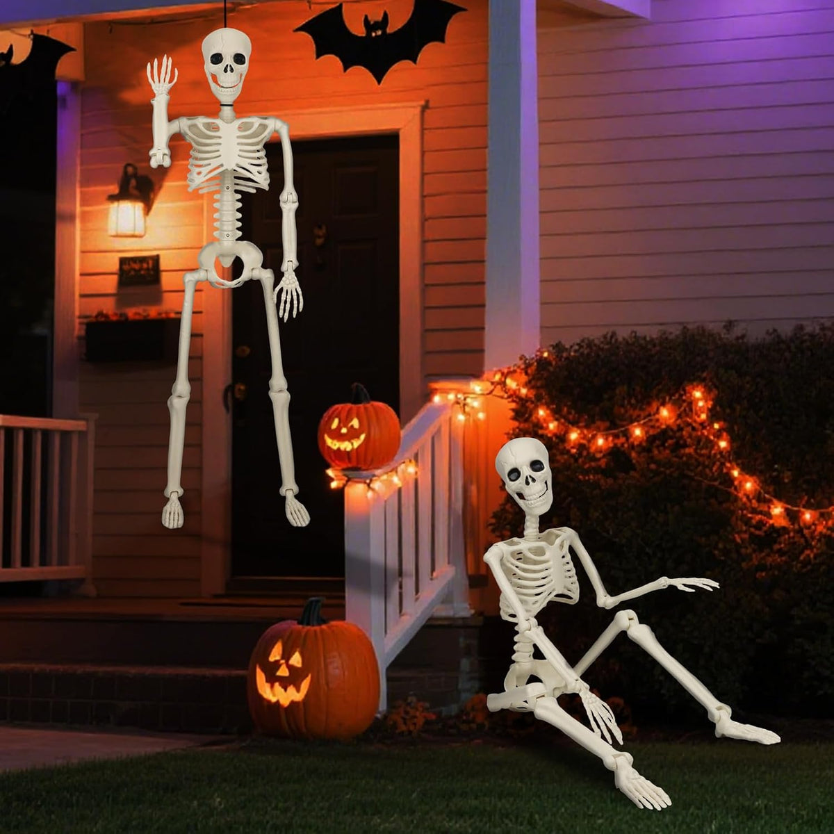 2 Pack 36'' Skeletons Halloween Decorations Outdoor: 3 FT Posable Skeletons