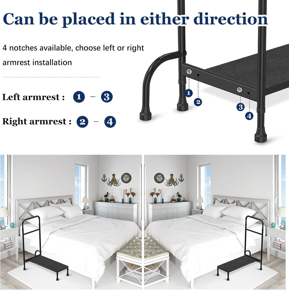 5-Leg Bed Step Stool with Adjustable Height Handle for Adults