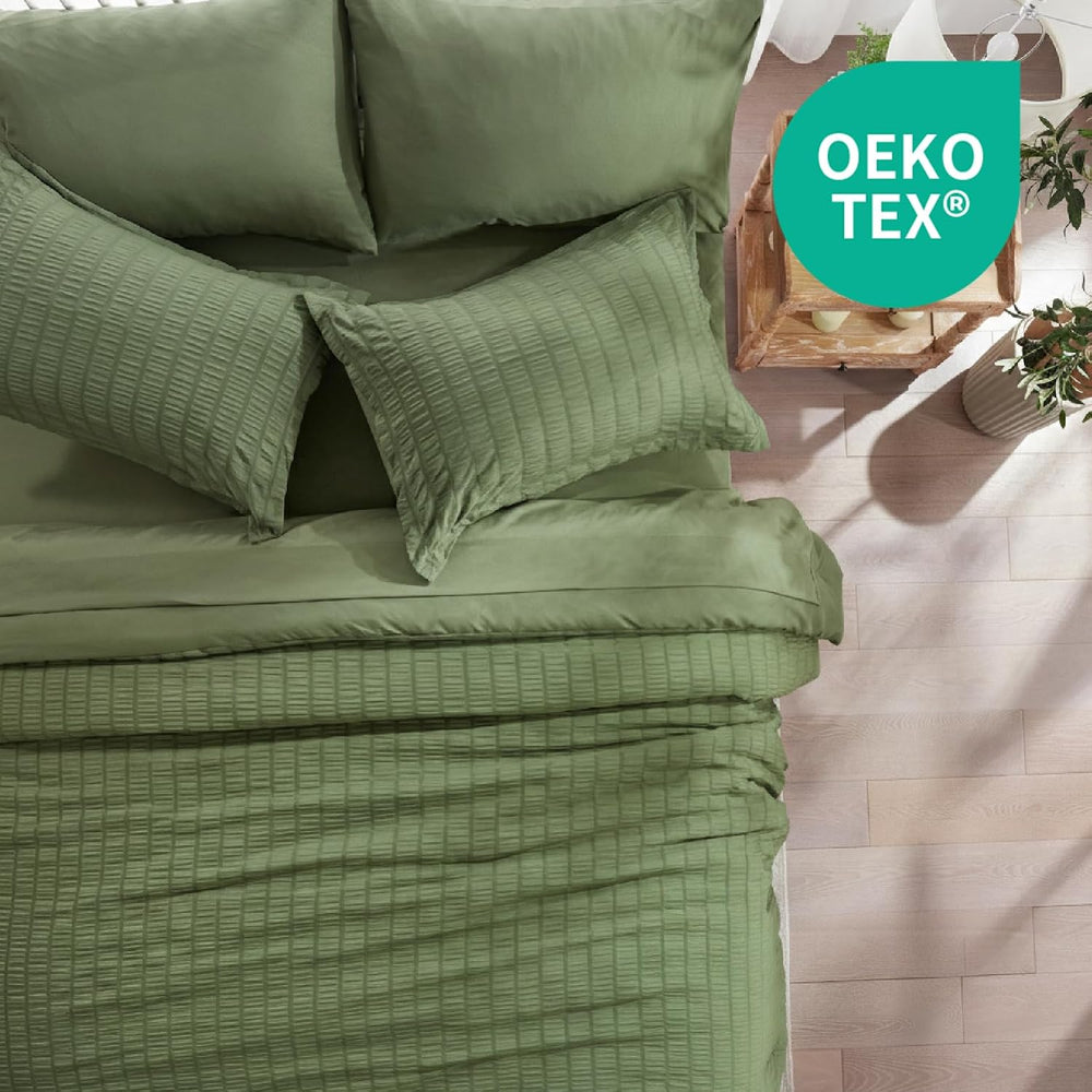 Queen Comforter Set 7 Piece, Green Bed in a Bag Queen Bedding Sets
