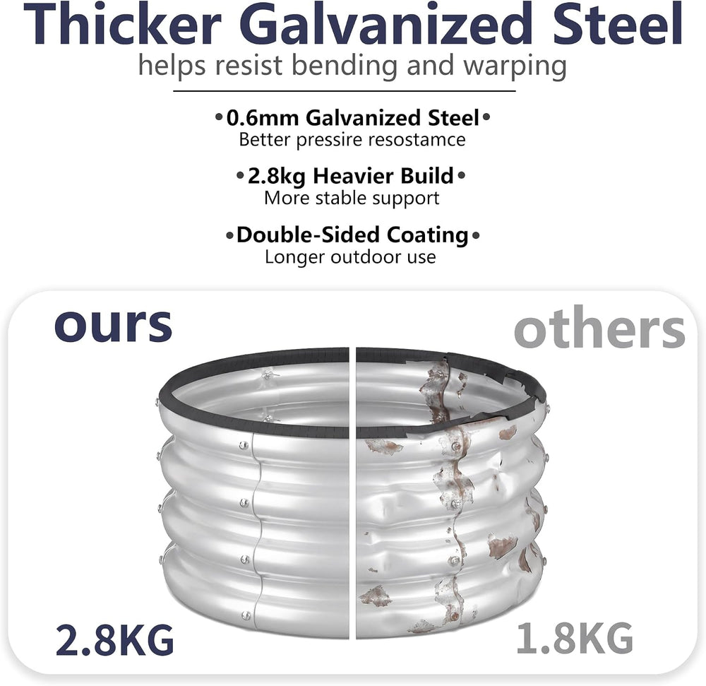 Round Raised Garden Bed 2-Pack 2x2x1ft Galvanized Steel, Silver