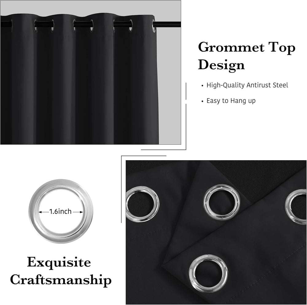 RYB HOME 100% Blackout Curtain, Bedroom Patio Sliding Glass Door Drape