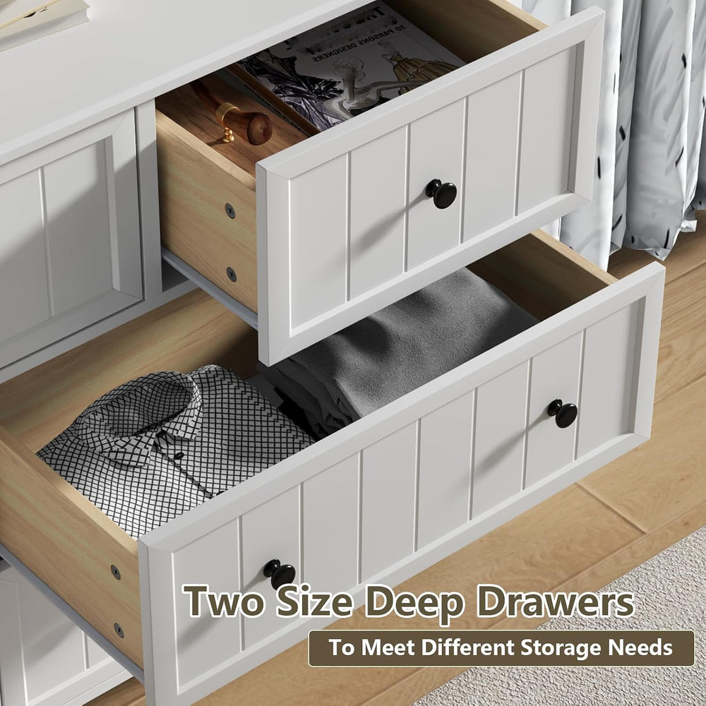 Farmhouse 10 Drawers Dresser for Bedroom, White Dresser Chest of Drawers