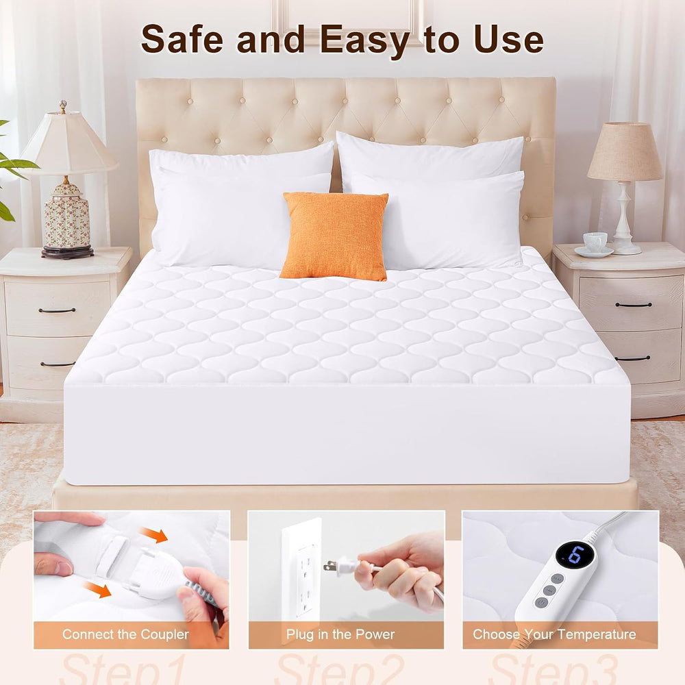 HYLEORY Electric Heated Mattress Pad King Size Dual Control, Fast Heating Bed...