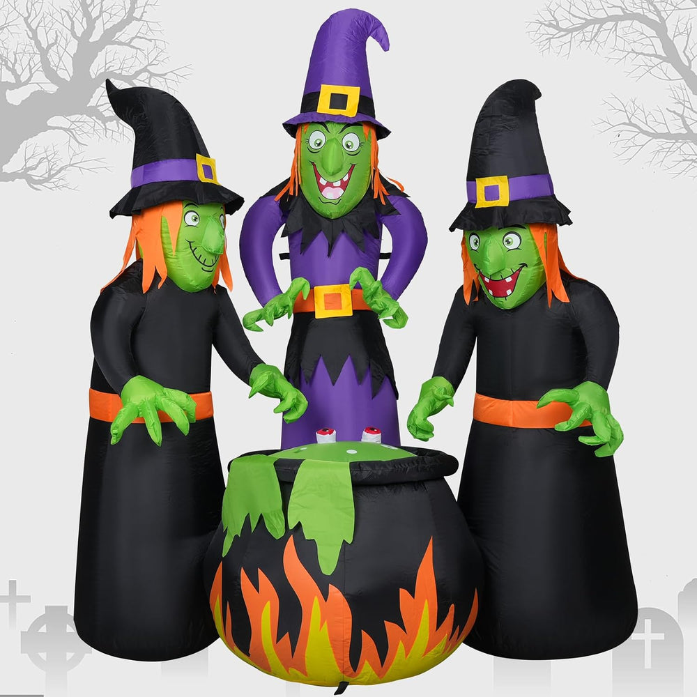 Double Couple 6FT Halloween Inflatables Outdoor Decorations,Three Witch Aroun...