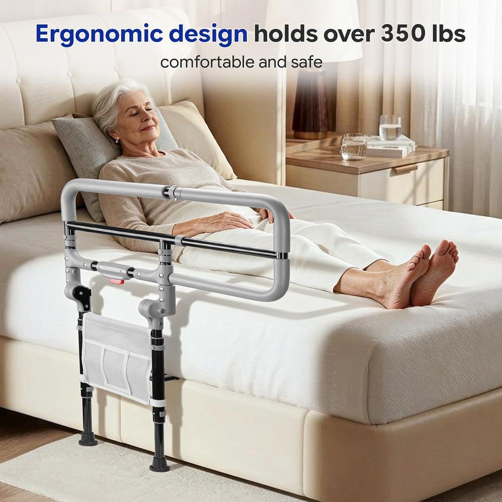 Foldable Bed Rails for Elderly Adults, Fits 14-18" Frames