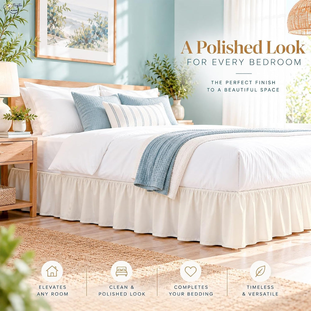 Cottington Lane Full Size Ruffle Bed Skirt 18 Inch Drop, Ivory