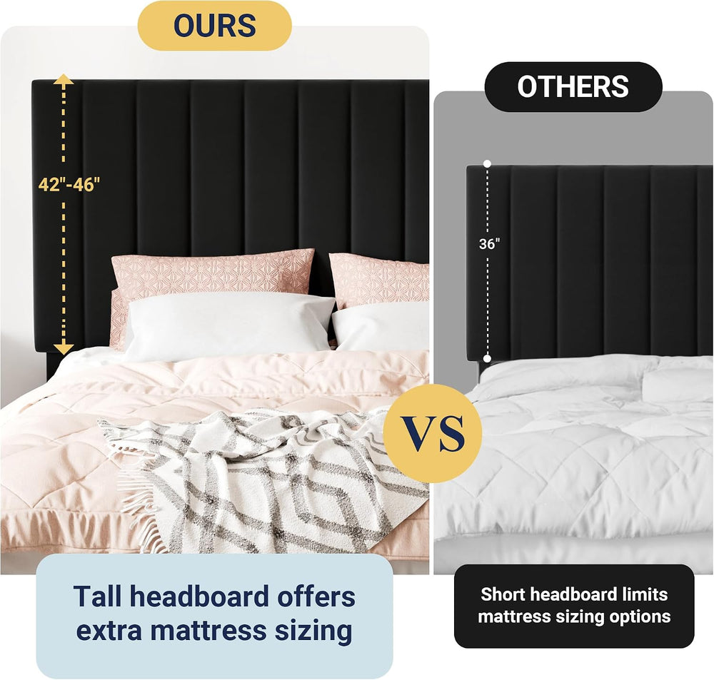 Allewie King Size Storage Bed Frame, Vertical Channel Tufted Adjustable Headb...