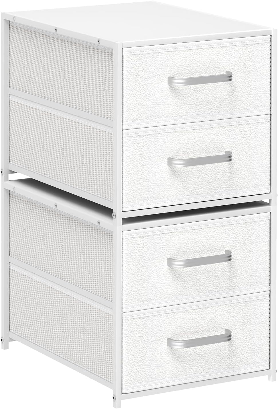 2 Pack Stackable Drawers for Closet, White Storage Drawers