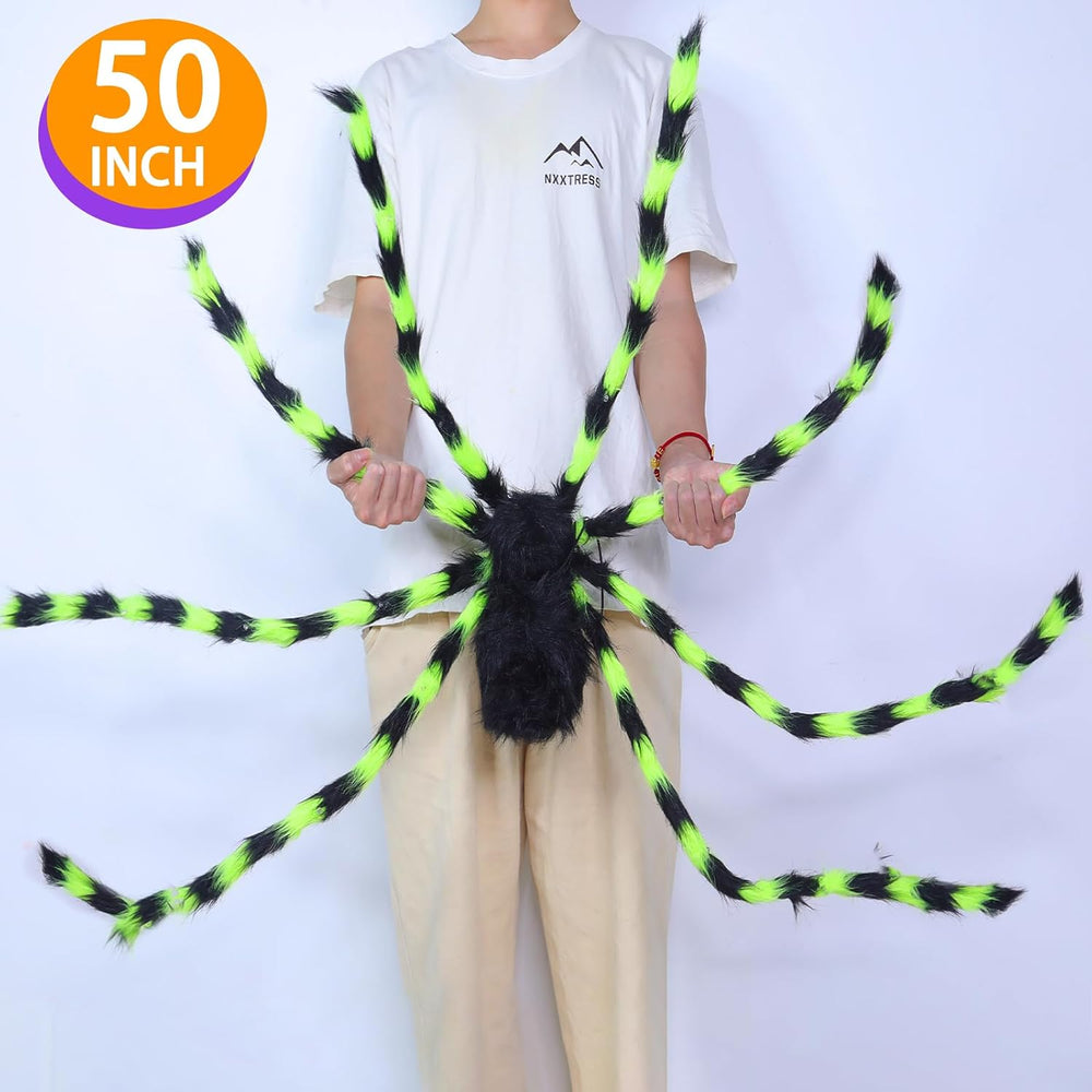 2Pack 50Inch Giant Halloween Spiders Decorations with 8 Modes 30 LED Lights