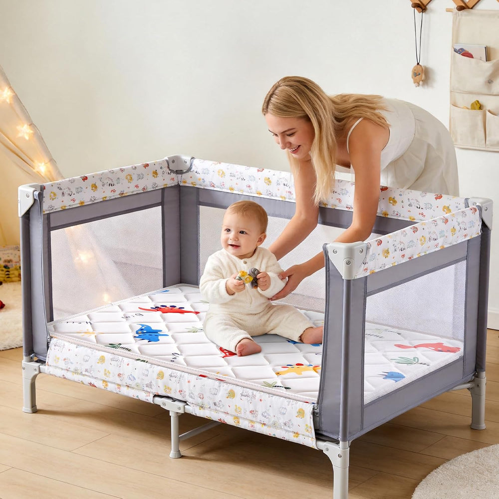 Pack and Play Mattress 38" x 26", Premium Cotton Fabric - Hypoaller...