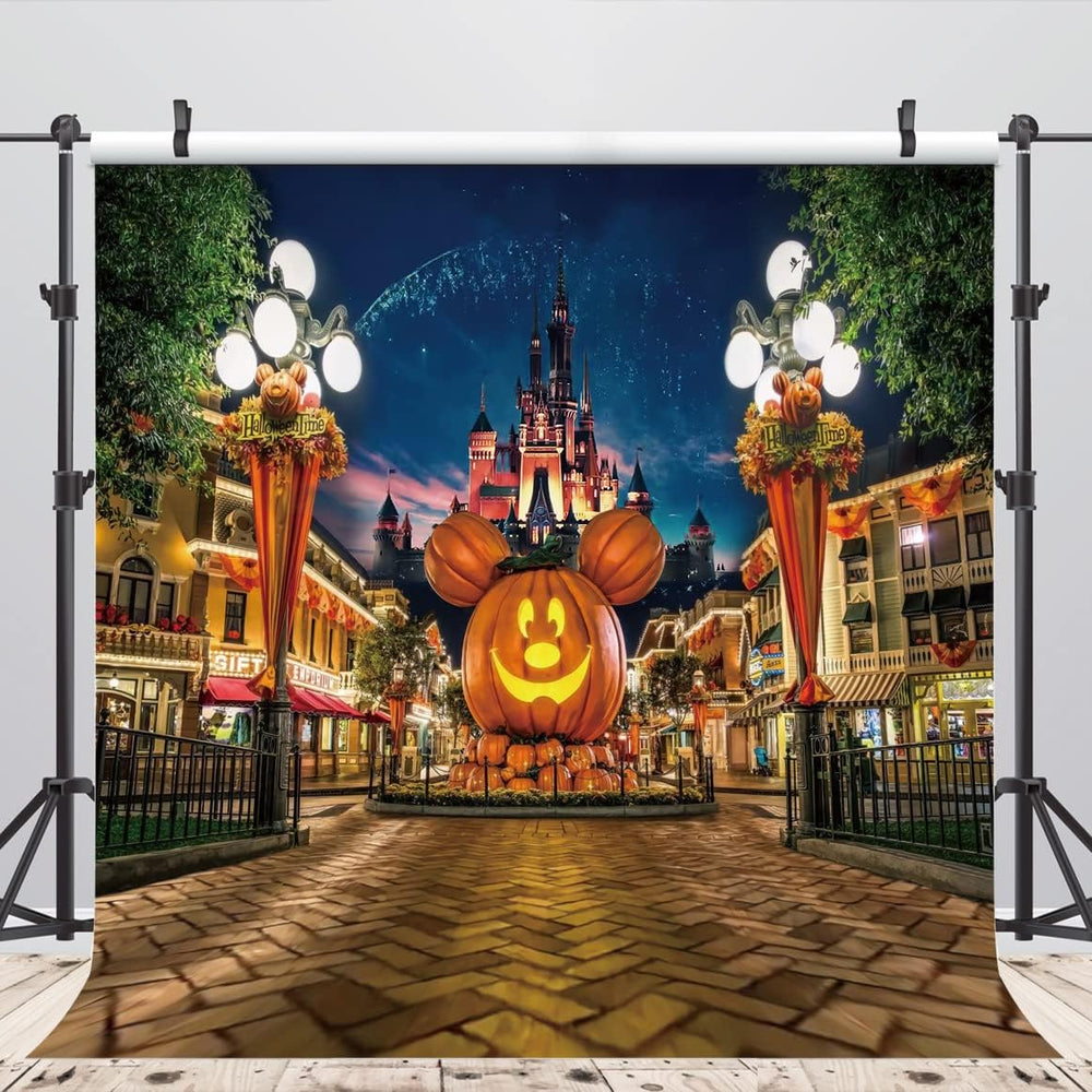 10X10FT Halloween Pumpkin Backdrop Night Street Backdrop Travel Happy Hallowe...