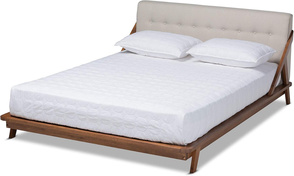 Baxton Studio Beds (Platform), Queen, Beige/Walnut