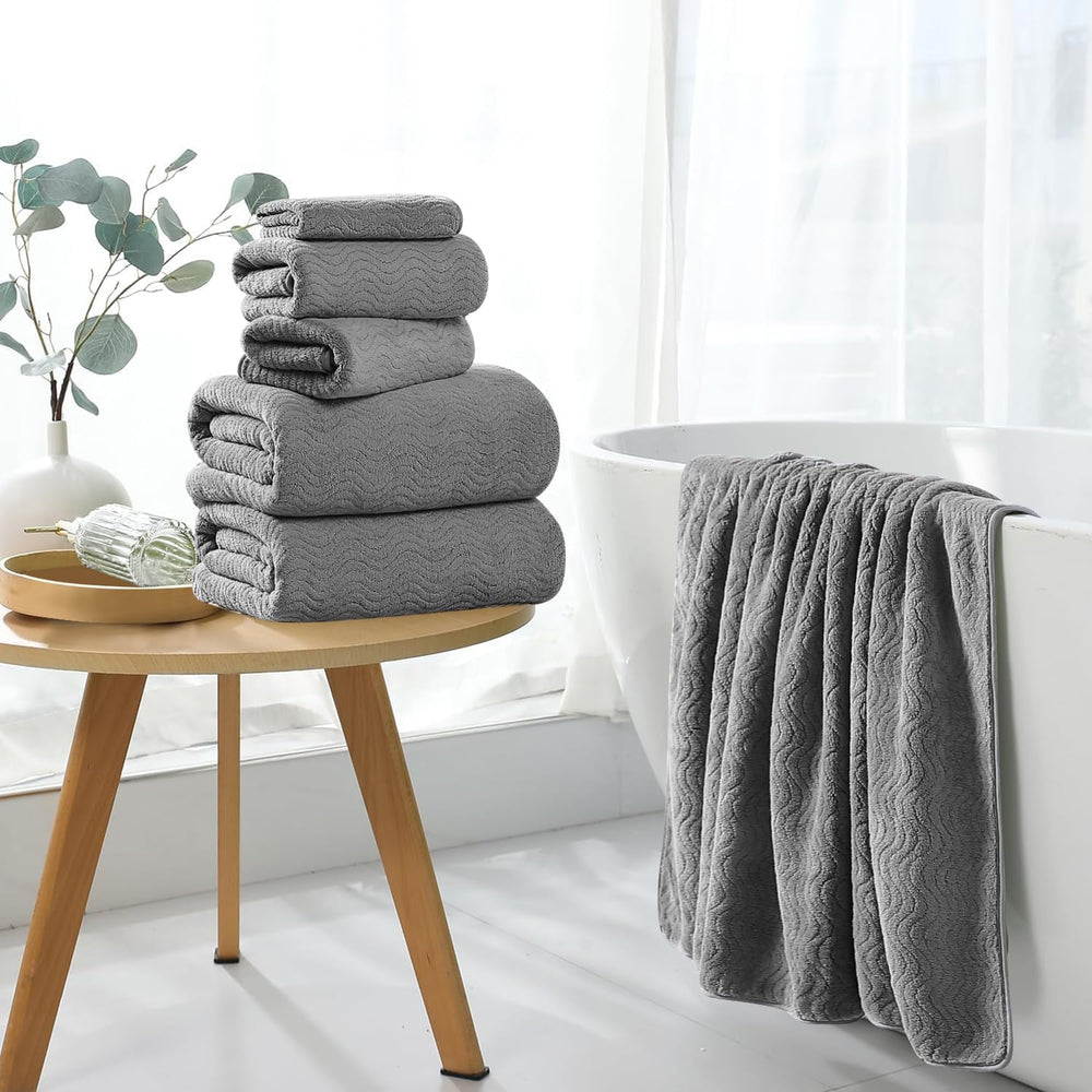 4 Piece Extra Large Bath Towel 35"x70" Oversized Bath Sheet Grey Ba...