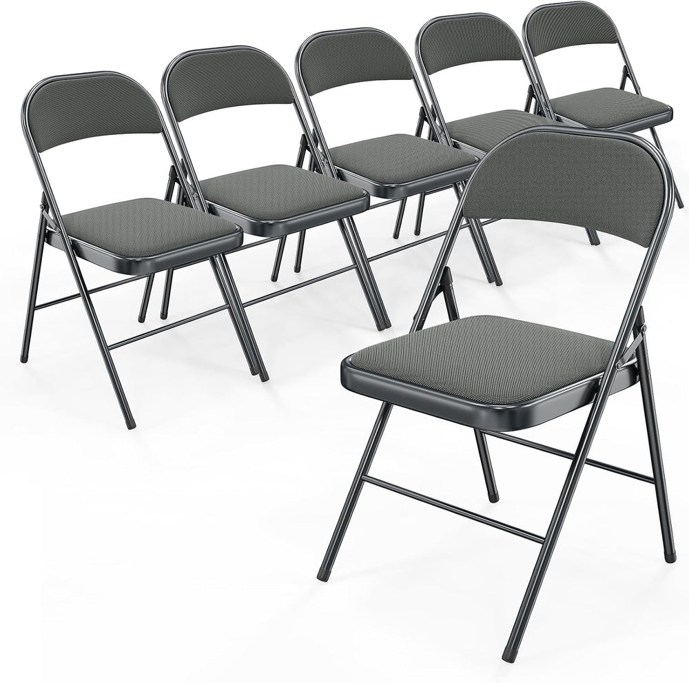 Bonnlo Folding Chair, Fabric Padded Folding Chairs with Cushion, Back and Ste...