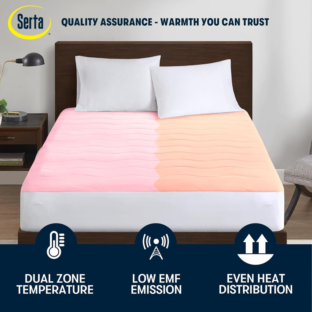 Serta Heated Mattress Pad with Deep Pocket & Dual Controller Queen