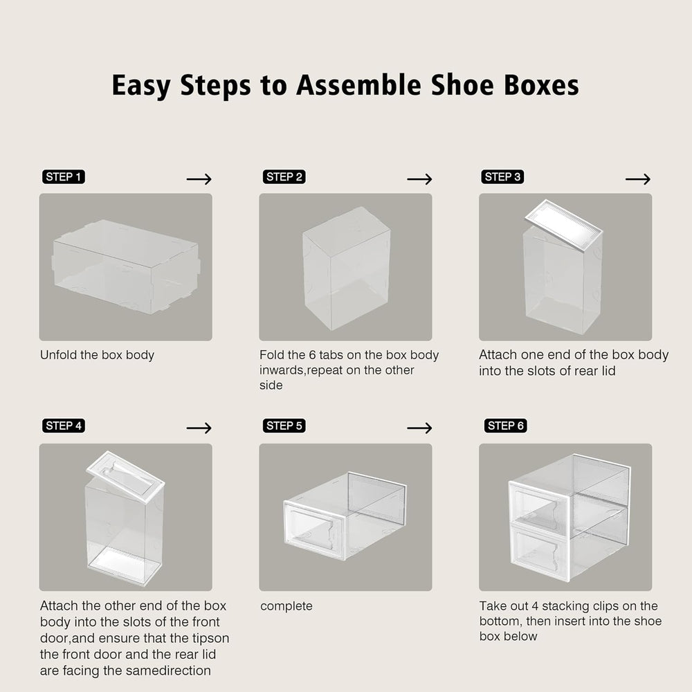 12 Pack Shoe Storage Box, Clear Plastic Stackable Shoe Organizer for Closet, ...