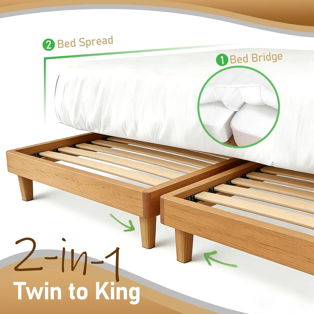 Bed Bridge Twin to King Converter Kit, Gap Filler for Two Twin Beds, White