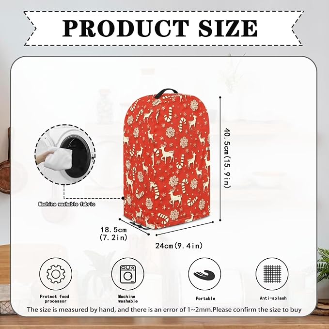 Christmas Reindeer Blender Dust Cover Pink Food Processor Cover Coffee Machine - Image 5