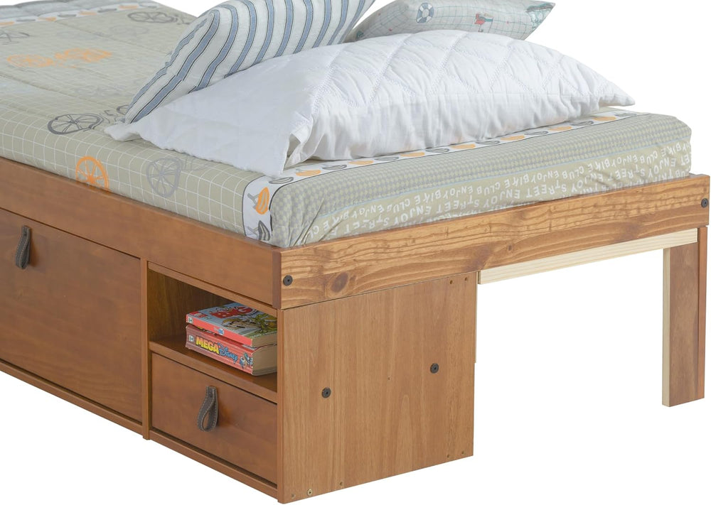 memomad Bali Storage Platform Bed Frame, Twin Size, Oak Brown