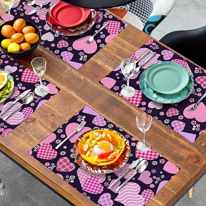 Pink Love Hearts Valentine's Day Placemats Set of 4 Seasonal Valentines - Image 7
