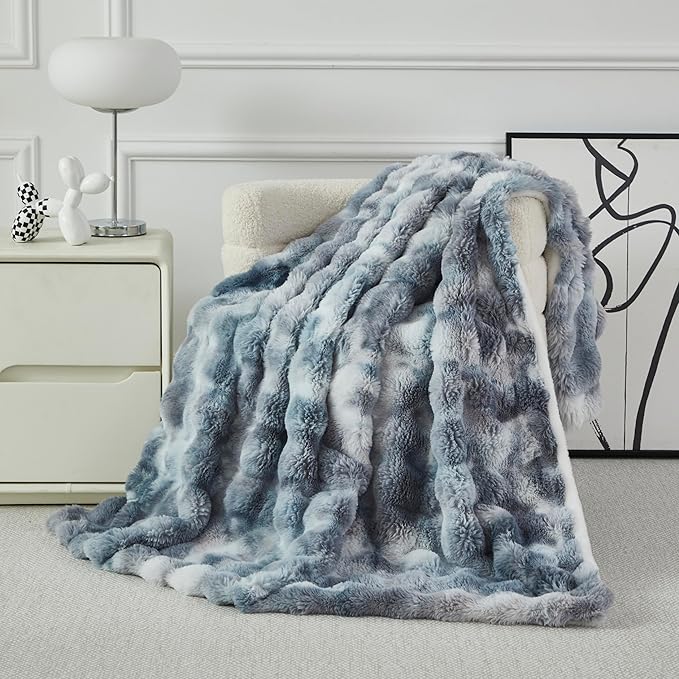 Faux Fur Throw Blanket for Couch Cozy Fuzzy Soft Plush Thick Fluffy Fleece - Image 6