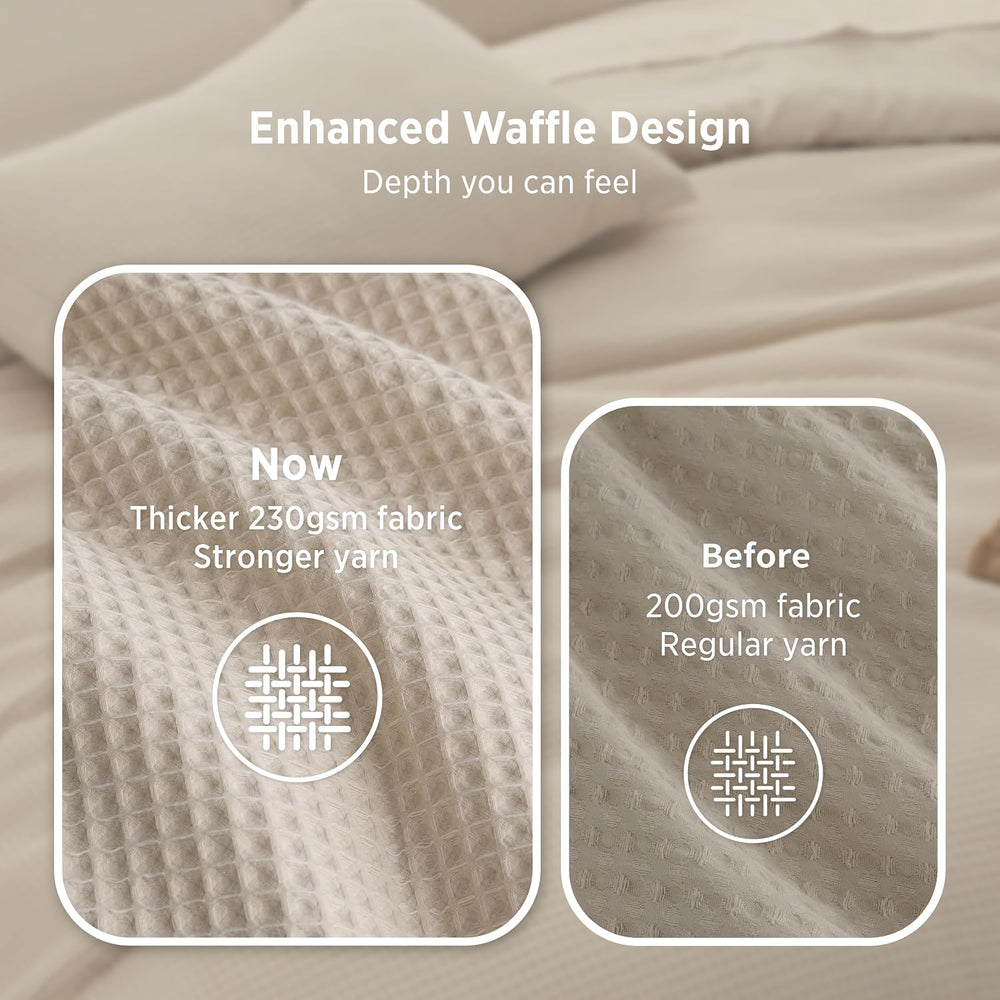 Bedsure Beige Comforter Set Queen, Waffle Ultra Soft Bedding
