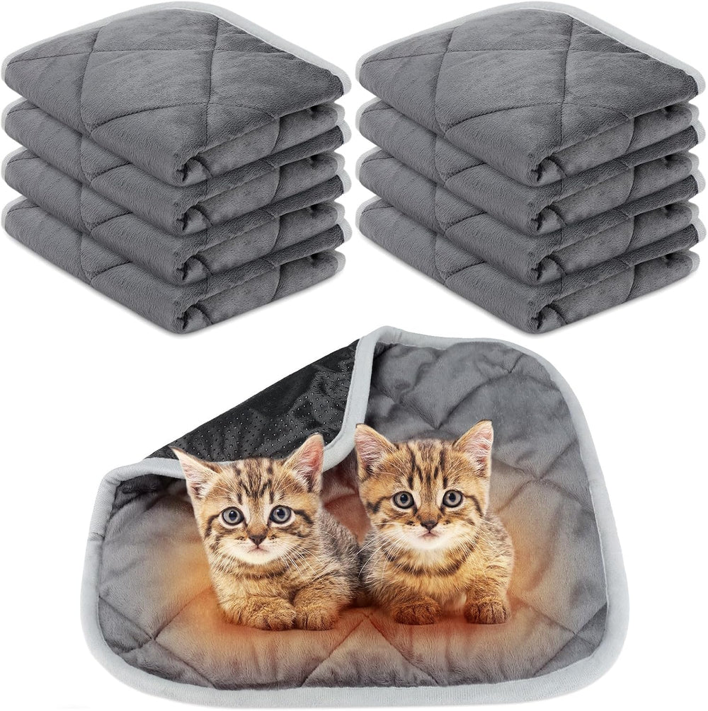 8 Pack Self Heating Cat Mat, Gray, 16 x 16 Inch