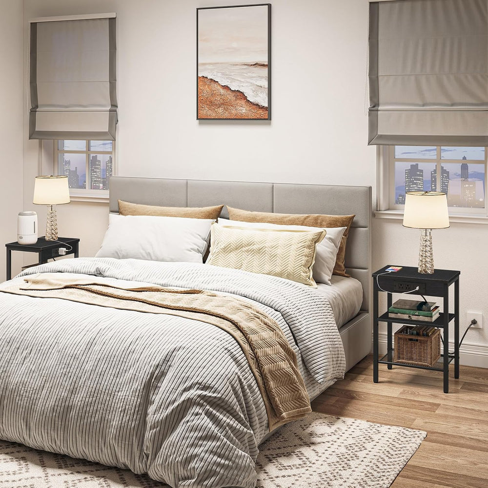 HOOBRO Side Tables with Charging Station, Small End Tables for Small Space