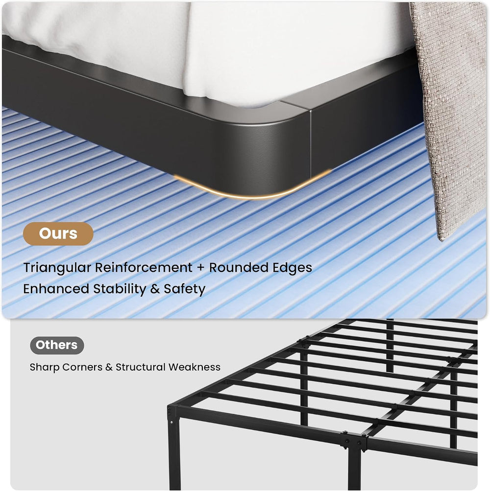 SHA CERLIN Queen Size Floating Bed Frame with Smart LED Lights, Black