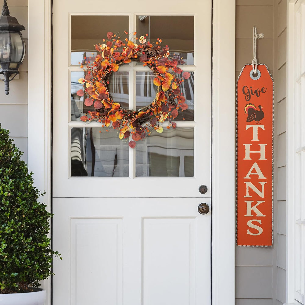Glitzhome 22" D Fall Eucalyptus Berry Wreath, Artificial Wreaths Rustic ...