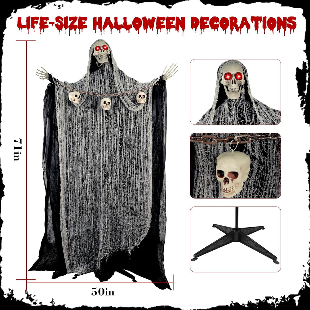 Animated Halloween Decorations Outdoor, 71'Animatronic Halloween Decoration