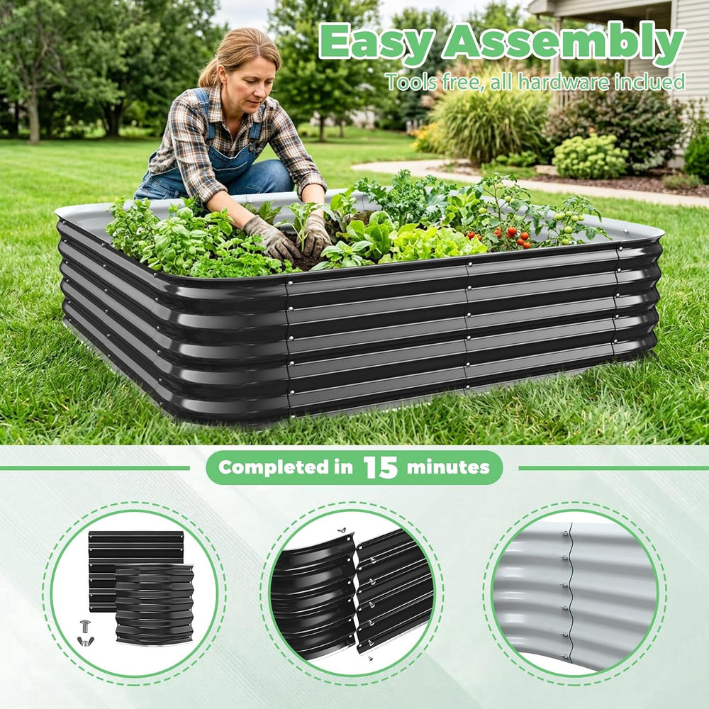 Black Painted Galvanized Metal Raised Garden Bed,Garden Planter Bed Outdoor