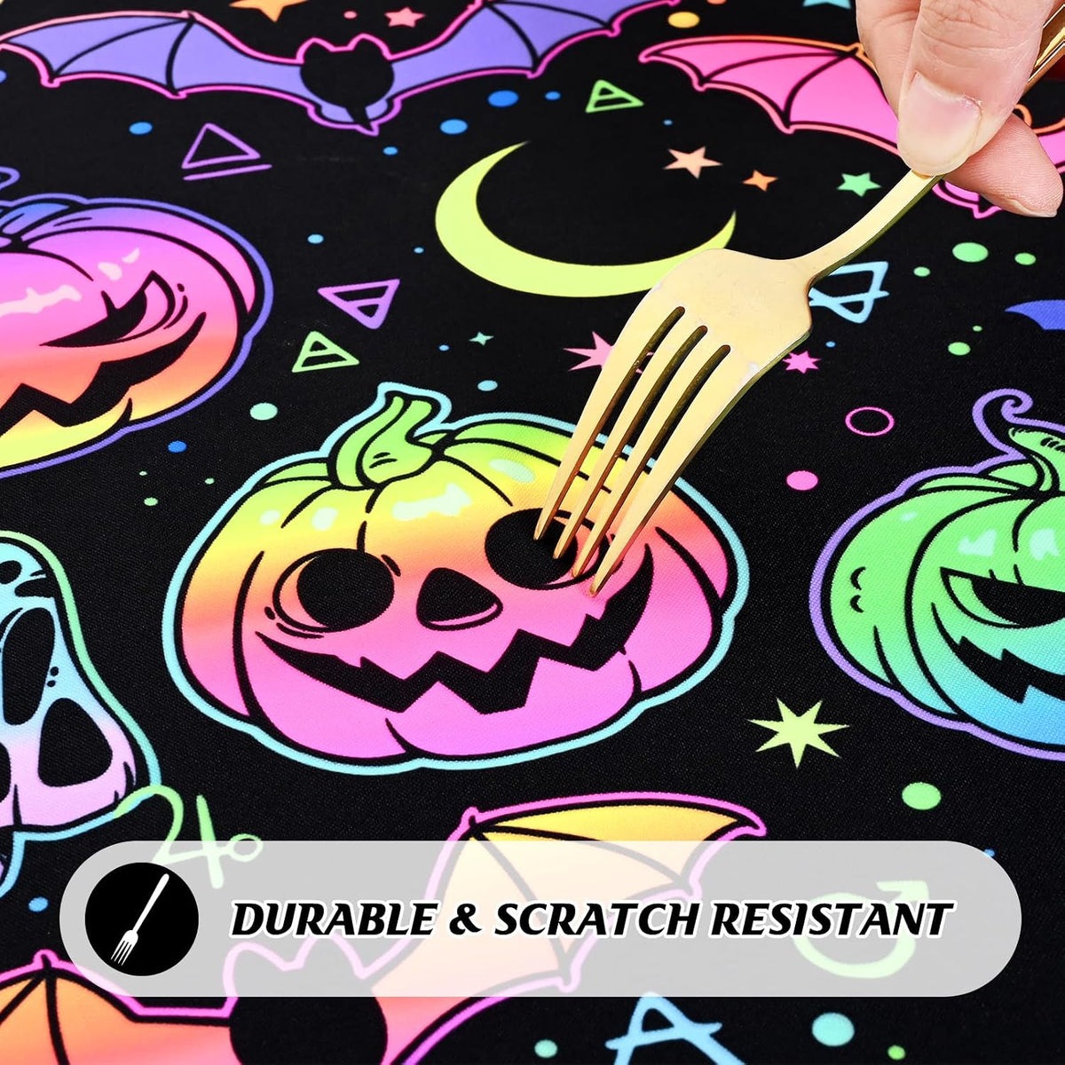 ASPMIZ Halloween Tablecloth Rectangle Table, Waterproof Blacklight Spooky Pumpkin Table Cloth, Washable Polyester UV Reactive Table Cloth Wrinkle-Free Table Cover for Halloween Decorations, 60" x 104"