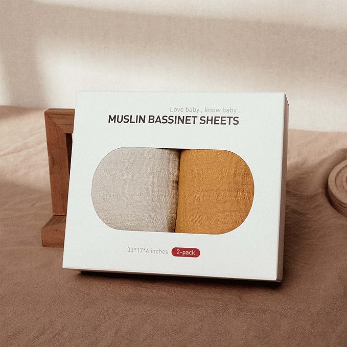 Muslin Bassinet Fitted Sheets, 2 Pack - Image 8