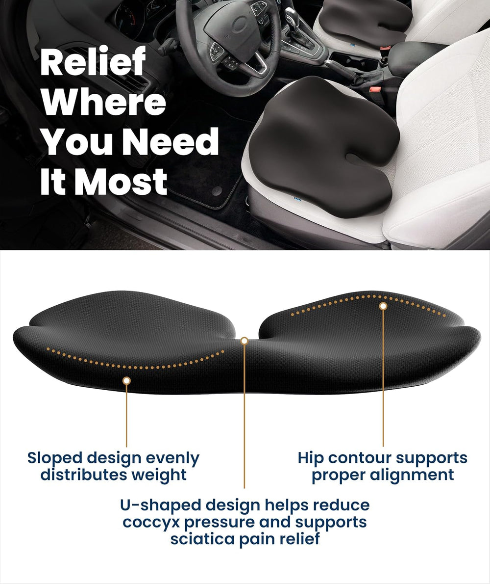 Everlasting Comfort Car Seat Cushion for Driving - Orthopedic Car Cushion for...