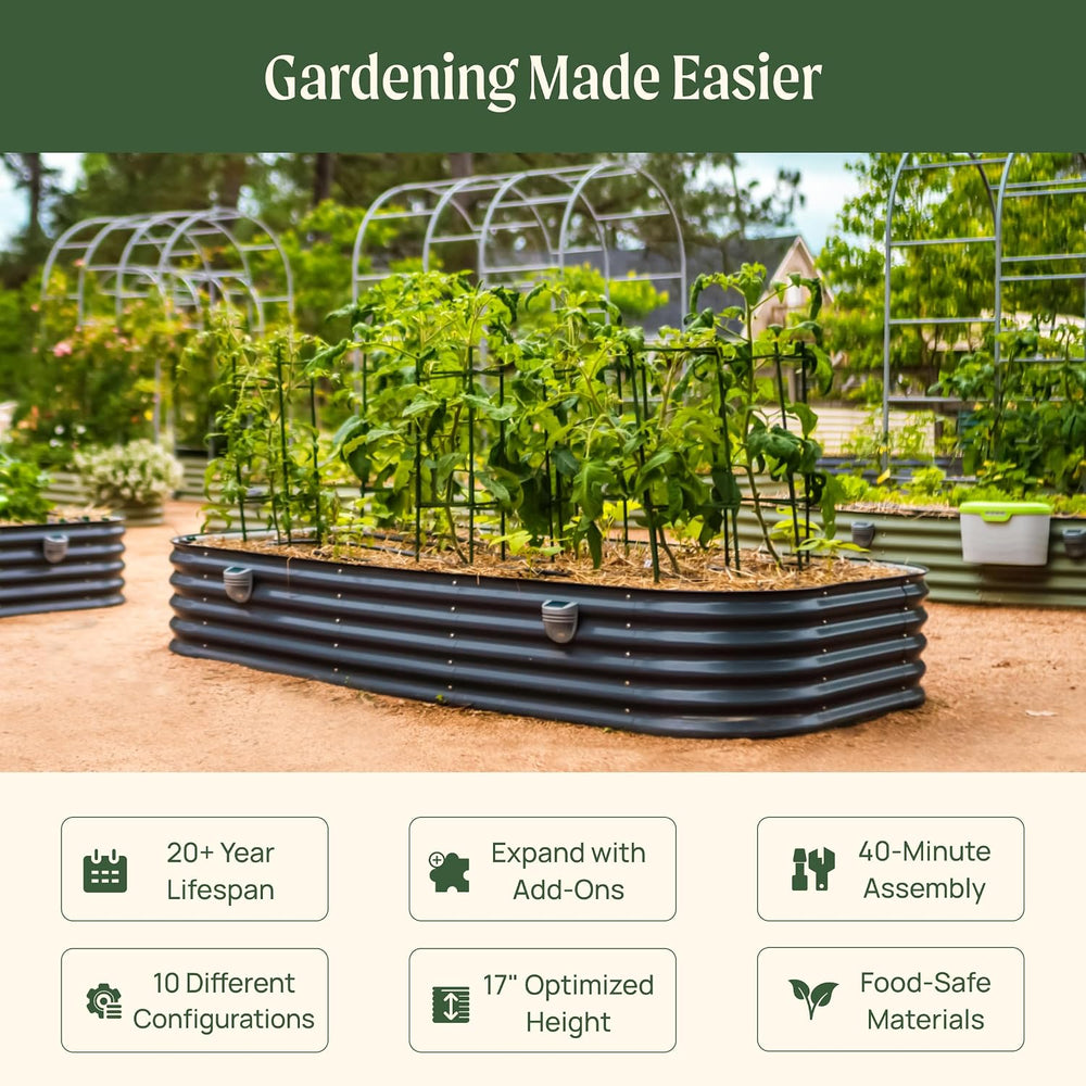 Vego garden Raised Garden Bed Kit, 17" Tall 10 in 1 Jumbo Modular Metal ...