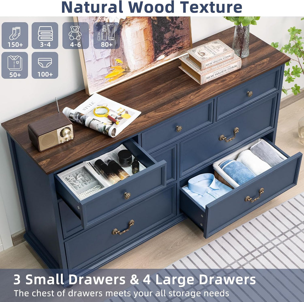 Joaxswe Farmhouse 54" 7 Drawers Dresser for Bedroom, Wide Chest of Drawe...