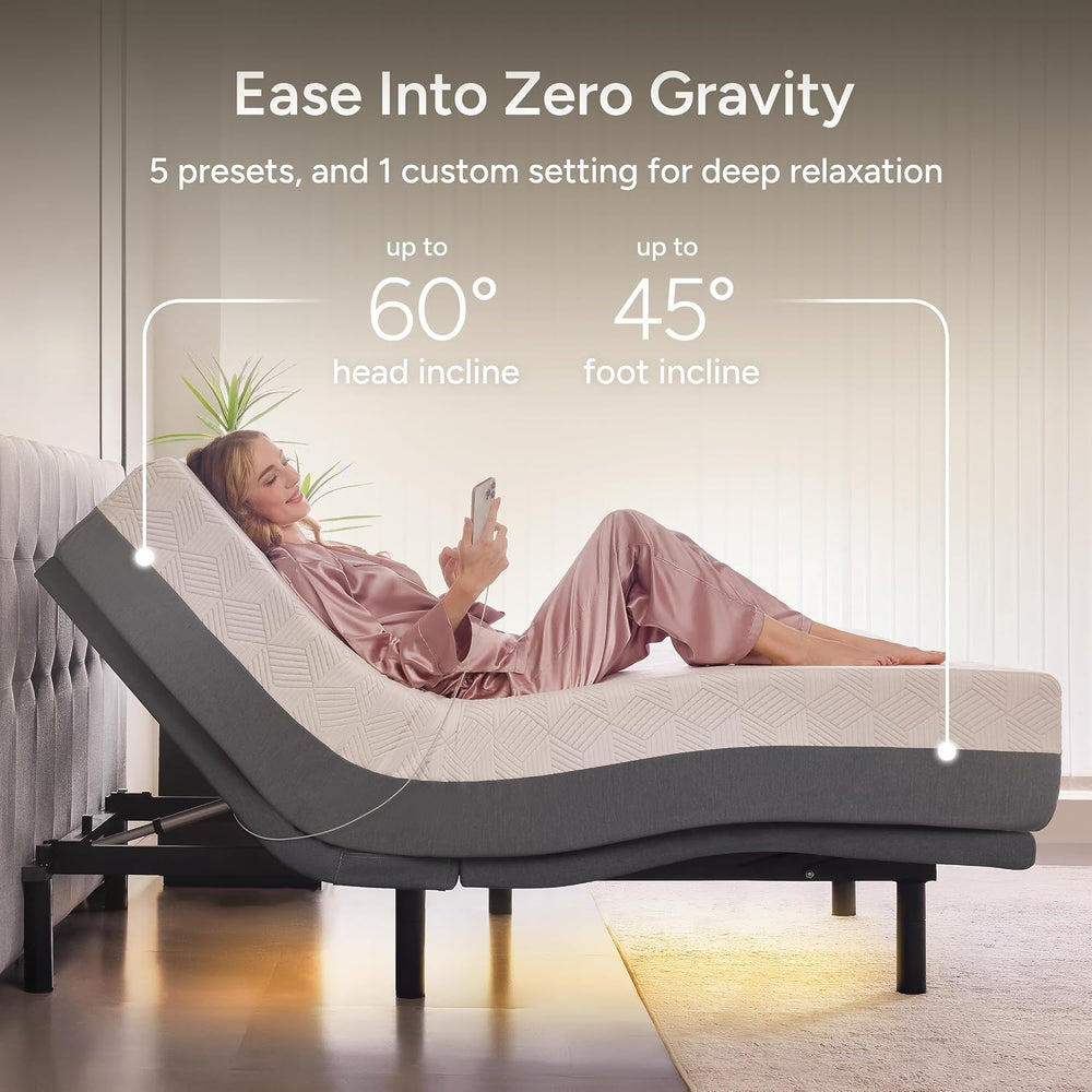 SFE Full Size Adjustable Bed Frame - Zero Clearance Smart Frame, Electric Mas...