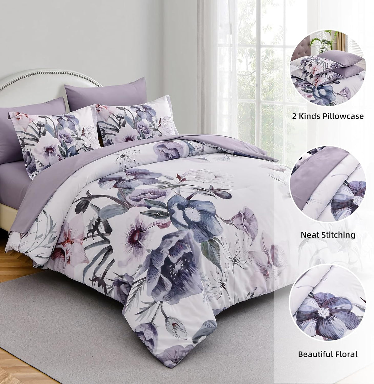 luxudecor floral comforter set full size 7 piece, package contents