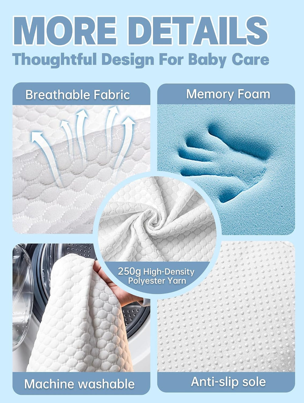 Pack and Play Mattress, 38x26x3 Inch Firm Support Foam&Soft Memory Foam