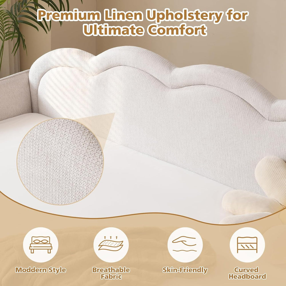 VELOCAVA Twin Size Upholstered Daybed with Cloud-Shaped Backrest, Modern Line...