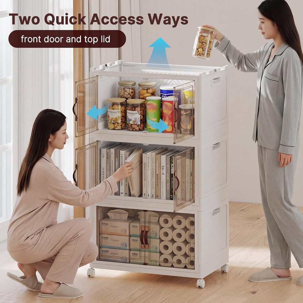 UAMFURI 720QT Stackable Storage Bins with Lid, Foldable Storage Cabinet
