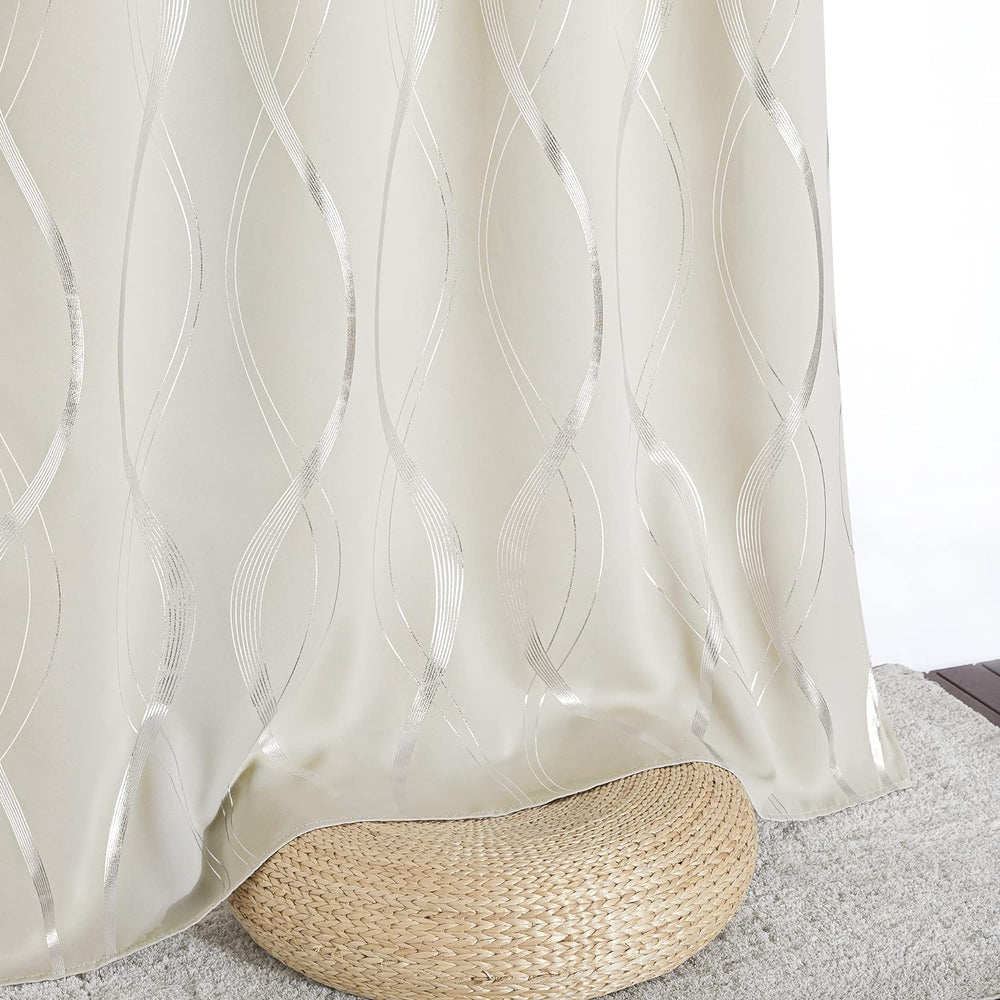 NICETOWN Beige Blackout Curtain Panels 84 inches Long 2 Panels
