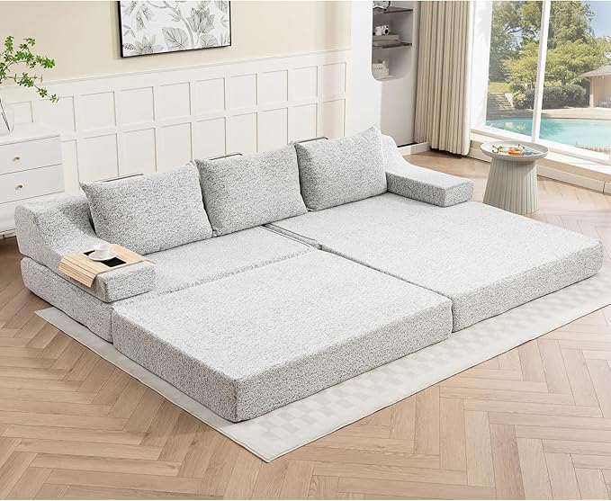 MEISSALIVVE 110.6" Convertible Sofa Bed, 2-in-1 Modular Oversized Boneless Couch - Image 8