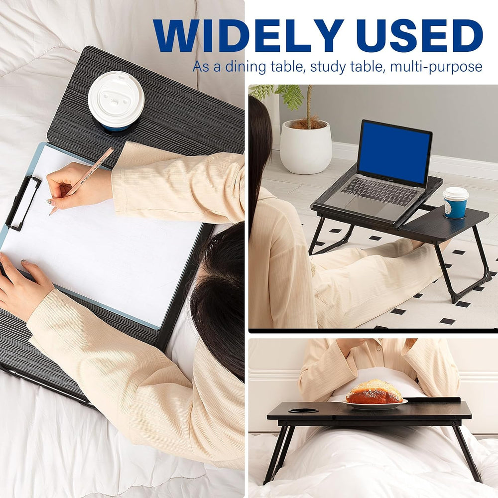 Laptop Desk for Bed Couch, Adjustable Foldable Bed Table with Cup Holder