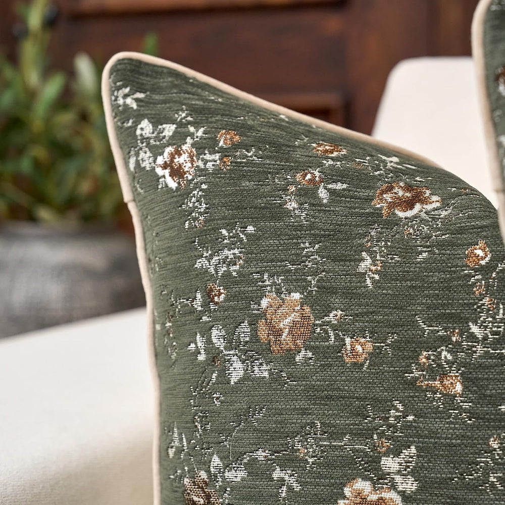 Pack of 2 Vintage Floral Throw Pillow Covers 20 x 20 Inch, Farmhouse Cushion ...