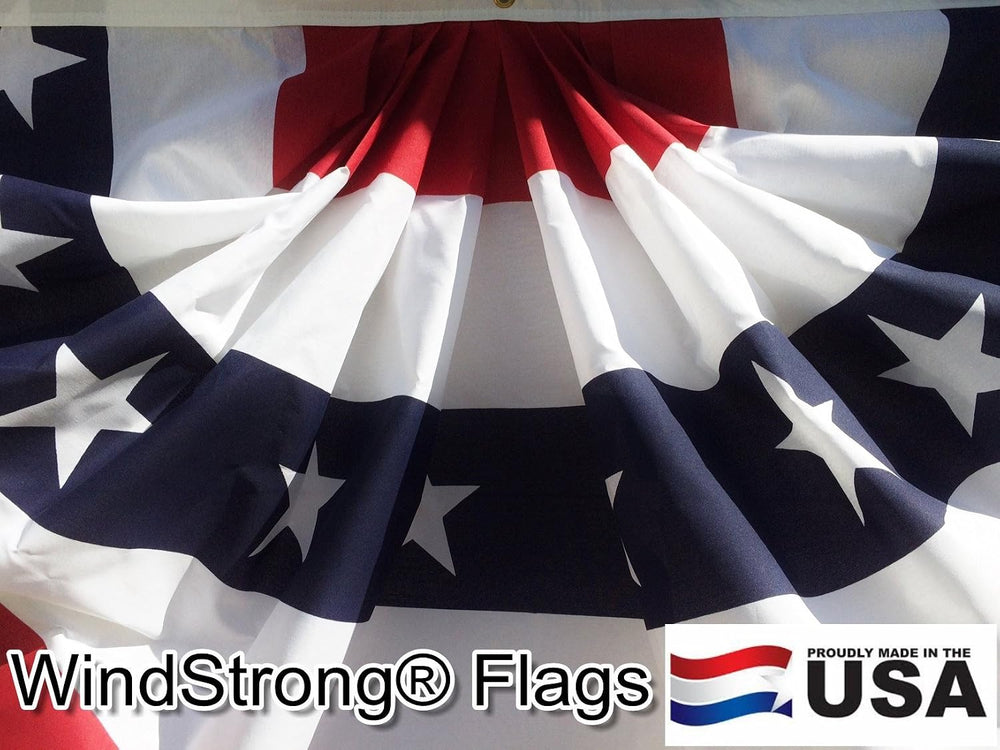 3x6 Ft Windstrong Deluxe (Double Sided) US American Flag Bunting Half Fan Ful...