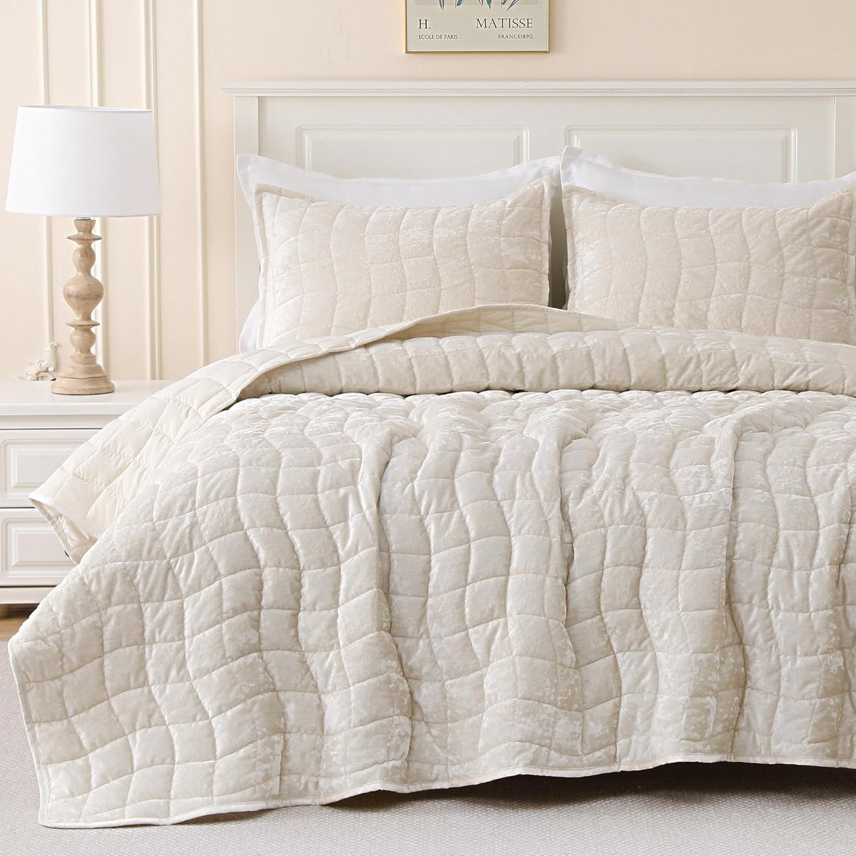 downcool 3 pieces velvet quilt set king size, main product view