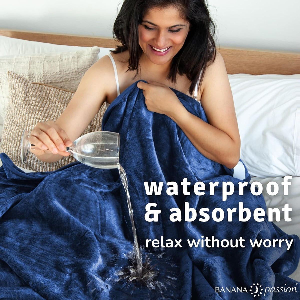 velvety waterproof blanket for bed, queen jodhpur blue, view 11